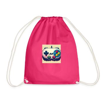 Retro Gamepad in Risograph - Drawstring Bag - fuchsia - Front