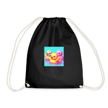 Rubber ducks in 3D hyperrealism and pastel - Drawstring Bag - black - Front