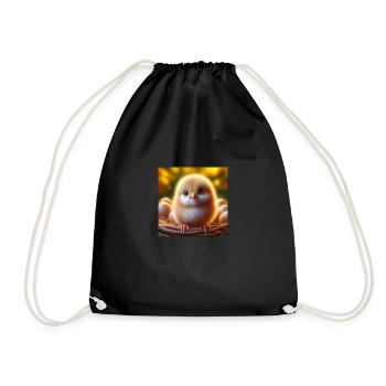 Chick 3D Hyperrealism Yellow White with Balls - Drawstring Bag - black - Front