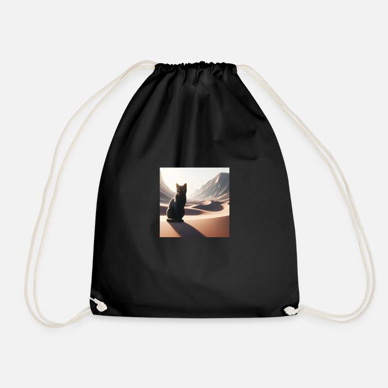 A true cat in a desert 4 - Drawstring Bag - black