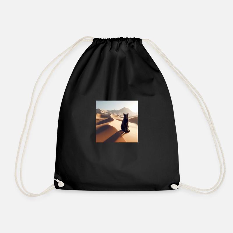 A true cat in a desert 2 - Drawstring Bag - black