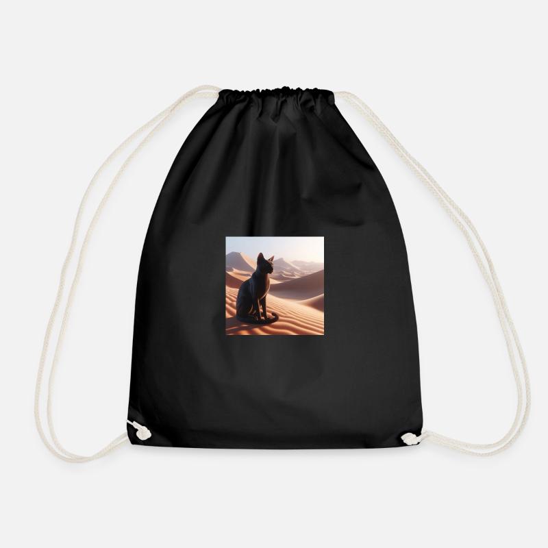 A true cat in a desert 1 - Drawstring Bag - black