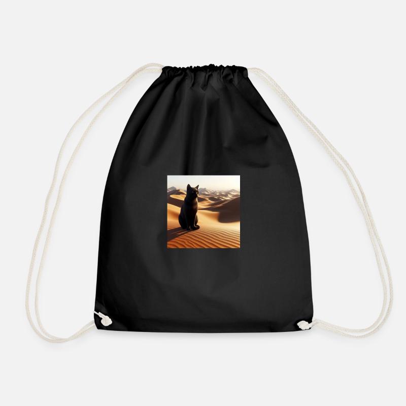A true cat in a desert 3 - Drawstring Bag - black