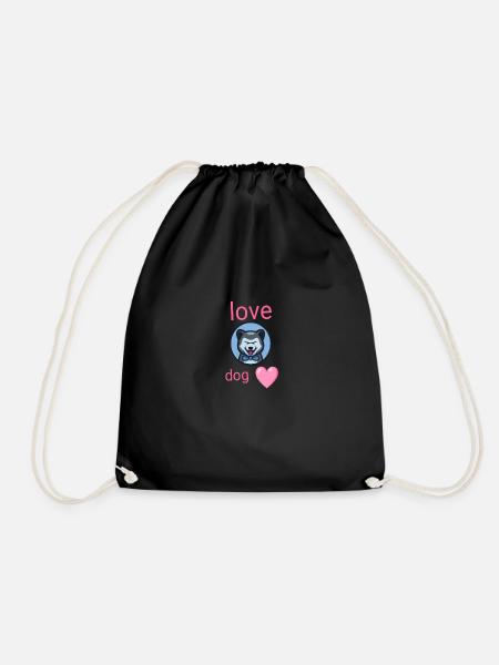 Love dog - Drawstring Bag - black