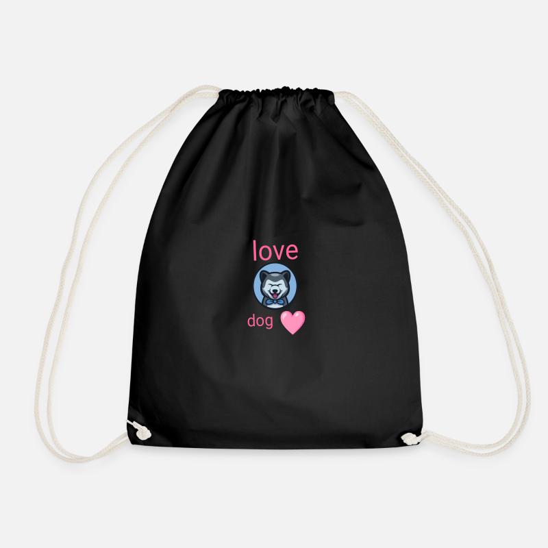 Love dog - Drawstring Bag - black