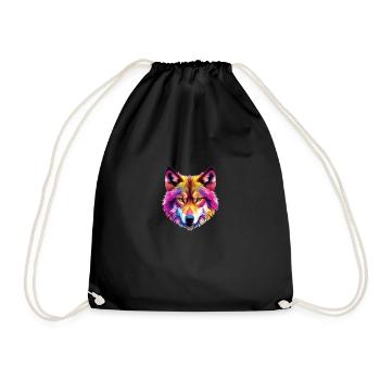 Colored Wolf - Drawstring Bag - black - Front