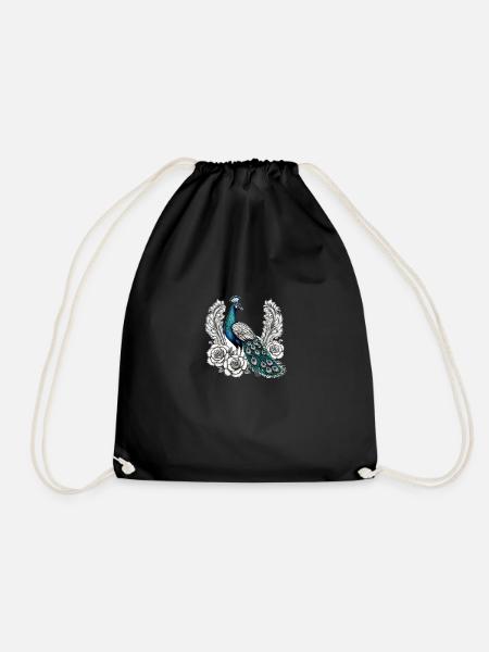 Vintage Peacock - Drawstring Bag - black