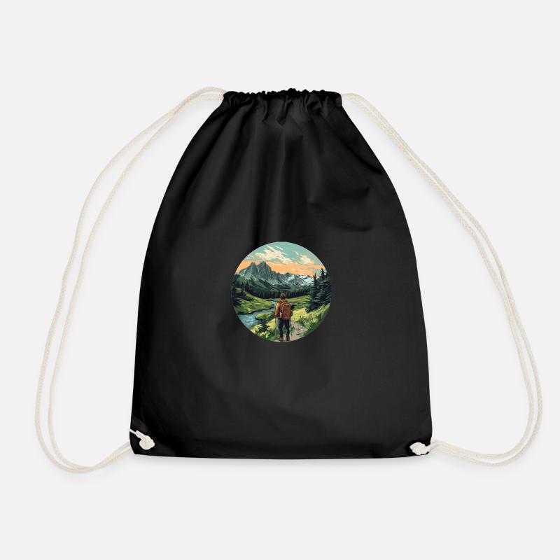 Feel freedom: Your path through the mountains! - Drawstring Bag - black