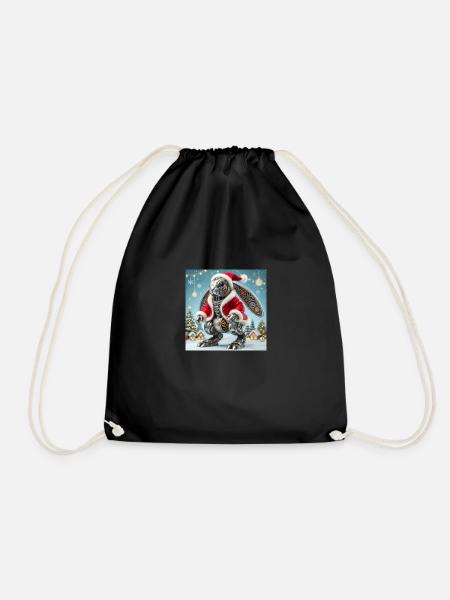 Weihnachtshase - Turnbeutel - Schwarz