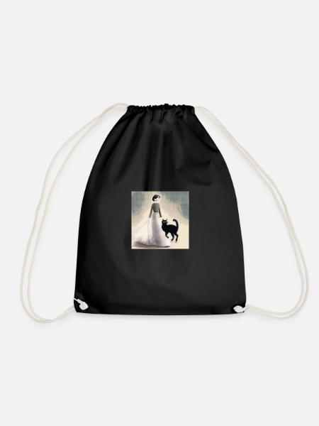 About a cat that... - Drawstring Bag - black