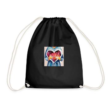 With all my heart - Drawstring Bag - black - Front