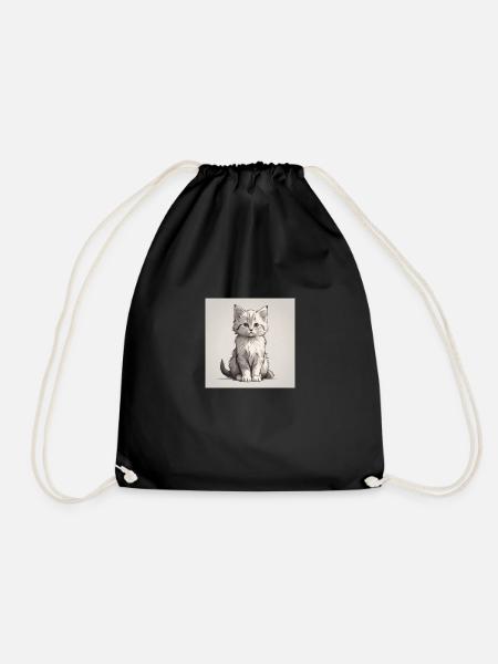 Sad cat - Drawstring Bag - black