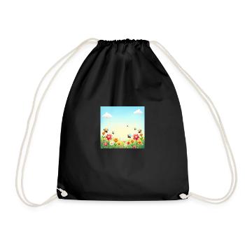 Spring Colourful Insect Parade – Sea of Flowers Sun - Drawstring Bag - black - Front