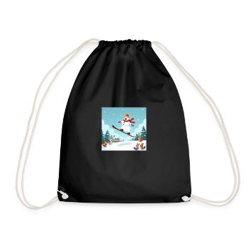 Aventure hivernale avec le bonhomme de neige – saut à ski - Sac de sport léger - noir - Devant