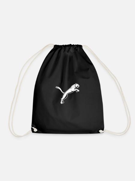 Leaping Leopard - Drawstring Bag - black