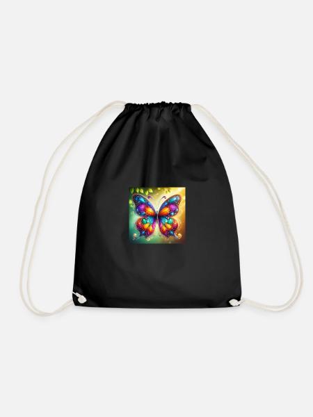 Butterfly Colorful - Drawstring Bag - black