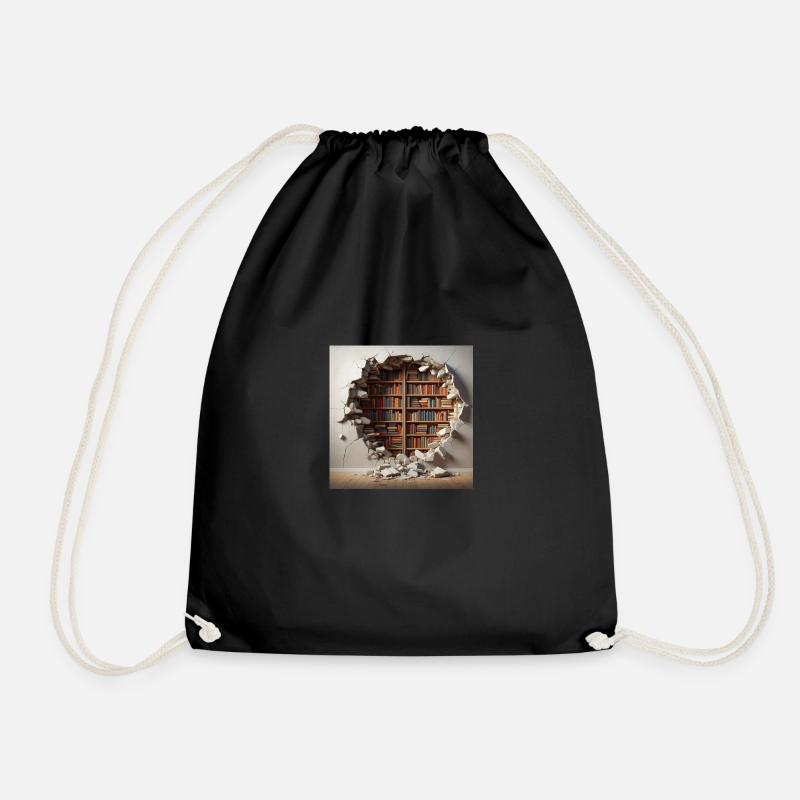 Hidden Library - Drawstring Bag - black