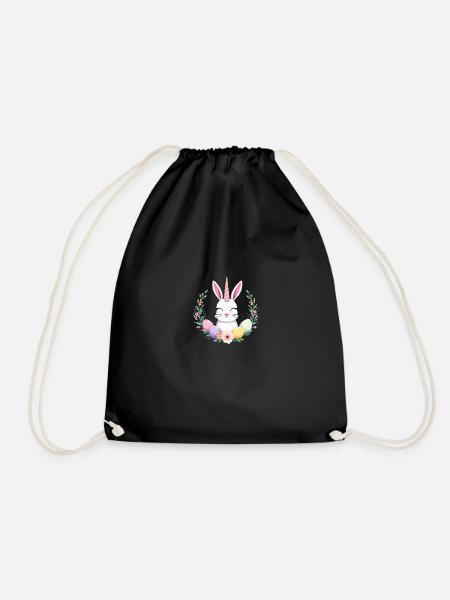 Unicorn Easter bunny - Drawstring Bag - black