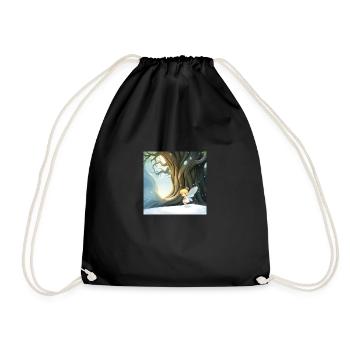 A whimsical illustration depicting an ancient tree - Drawstring Bag - black - Front