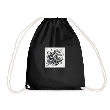 sketch moon stars transparent - Turnbeutel - Schwarz - Vorne