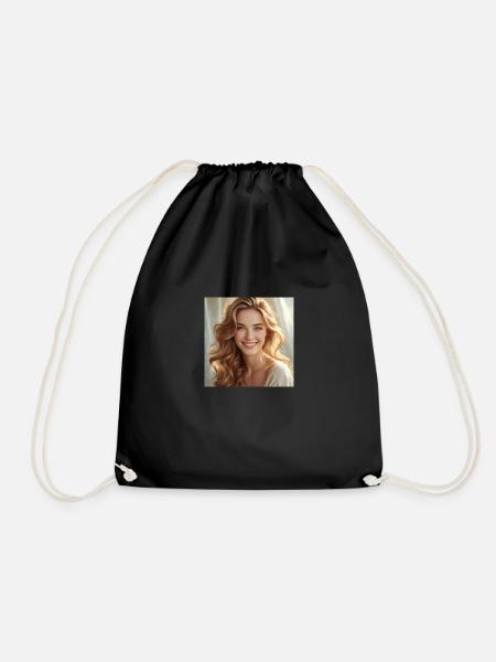 Beautiful Girl with Shiny hair - Drawstring Bag - black