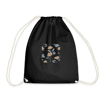 Elegante Pastellblumen - Turnbeutel - Schwarz - Vorne
