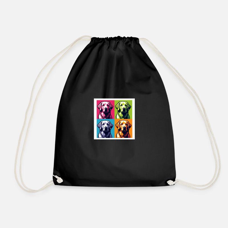 Pop Art Golden Retriever - Drawstring Bag - black