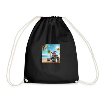 Sloth Wanderer Dune Buggy - Drawstring Bag - black - Front