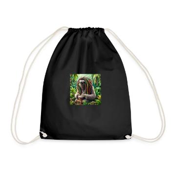 Rastaman Wanderer Faultier - Turnbeutel - Schwarz - Vorne
