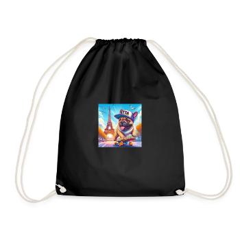 Charly the Bulldog - Drawstring Bag - black - Front