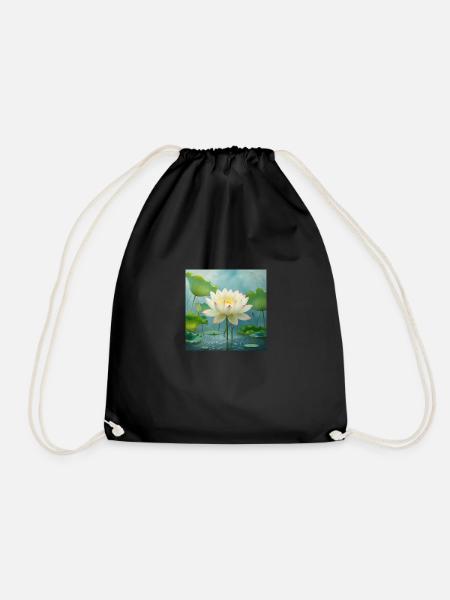 Lotus blossom - Drawstring Bag - black