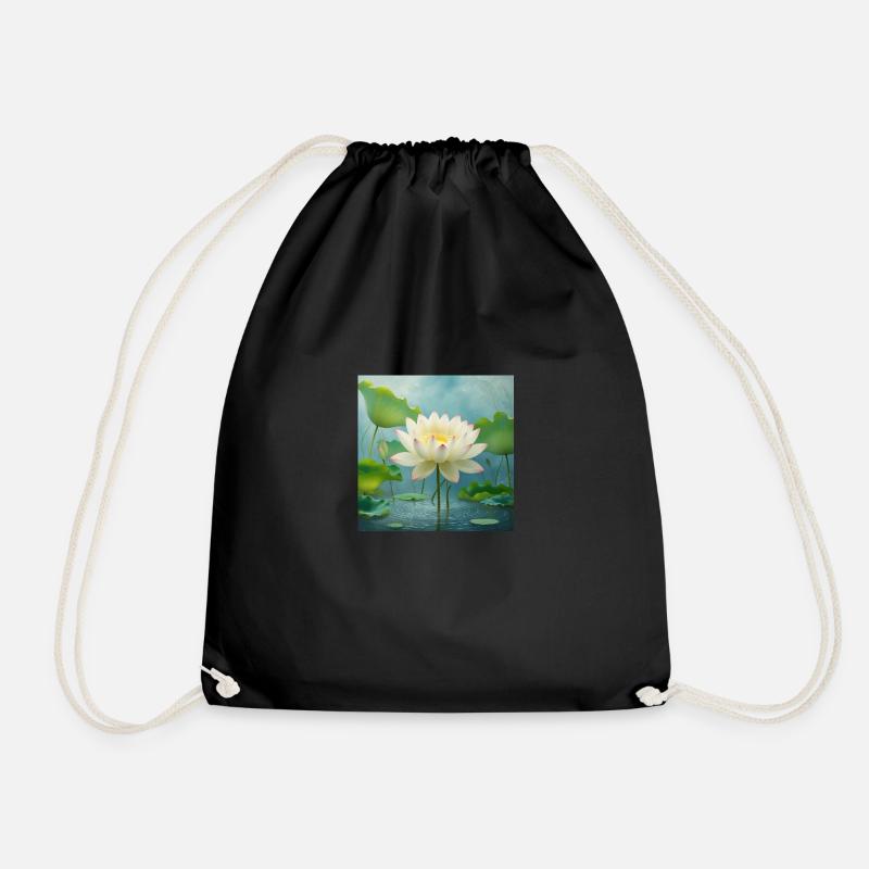 Lotus blossom - Drawstring Bag - black