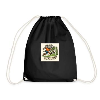 Elephant Playing Soccer – Funny Kids Design - Drawstring Bag - black - Front