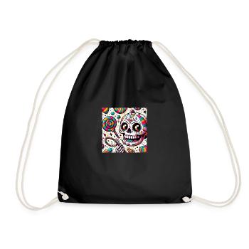 Skull with a whip generate me wallpaper - Drawstring Bag - black - Front