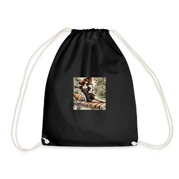 Vintage Chic in the Garden - Drawstring Bag - black - Front