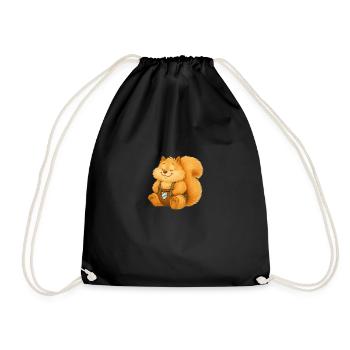 Woachkatzl - fluffy squirrel - Drawstring Bag - black - Front
