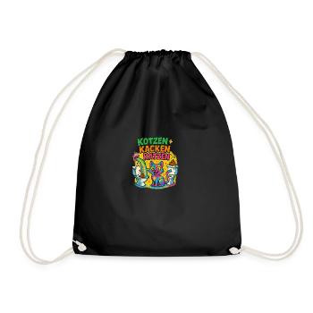 Puking + Pooping = Cats – Colorful Chaos in Comics - Drawstring Bag - black - Front