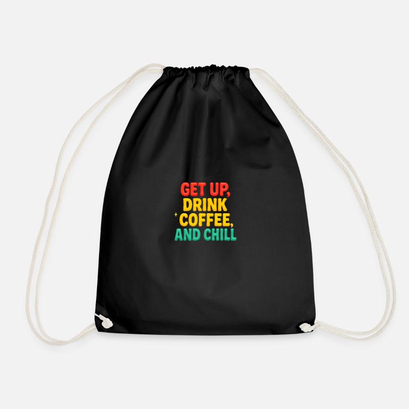 Coffee & Chill – Morning Vibes - Drawstring Bag - black