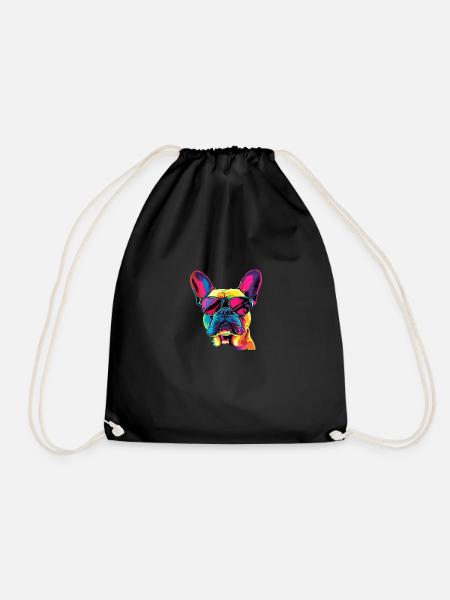 French Bulldog - Drawstring Bag - black