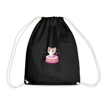 chat macaron - Sac de sport léger - noir - Devant