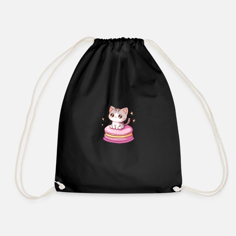 chat macaron - Sac de sport léger - noir