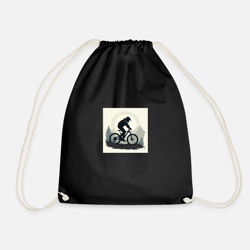 MTB in the Mountains and Forest. - Drawstring Bag - black