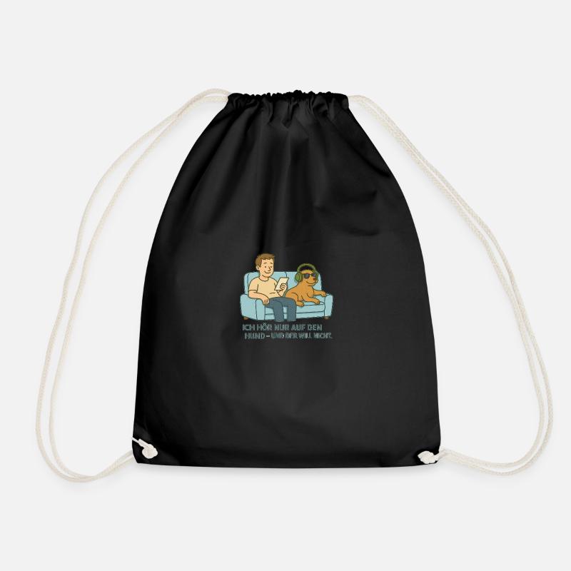 Der Hund ist der Chef Tshirt - Turnbeutel - Schwarz
