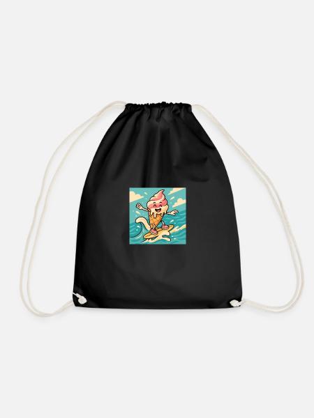 Surfer – Summer Fun & Freshness - Drawstring Bag - black