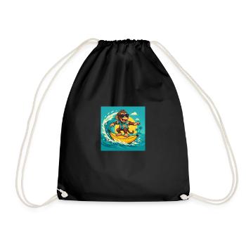 Surfing Monkey – Tropical Banana Vibes - Drawstring Bag - black - Front