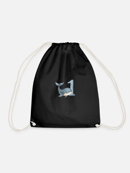 whale birthday / Wal Geburtstag - Turnbeutel - Schwarz