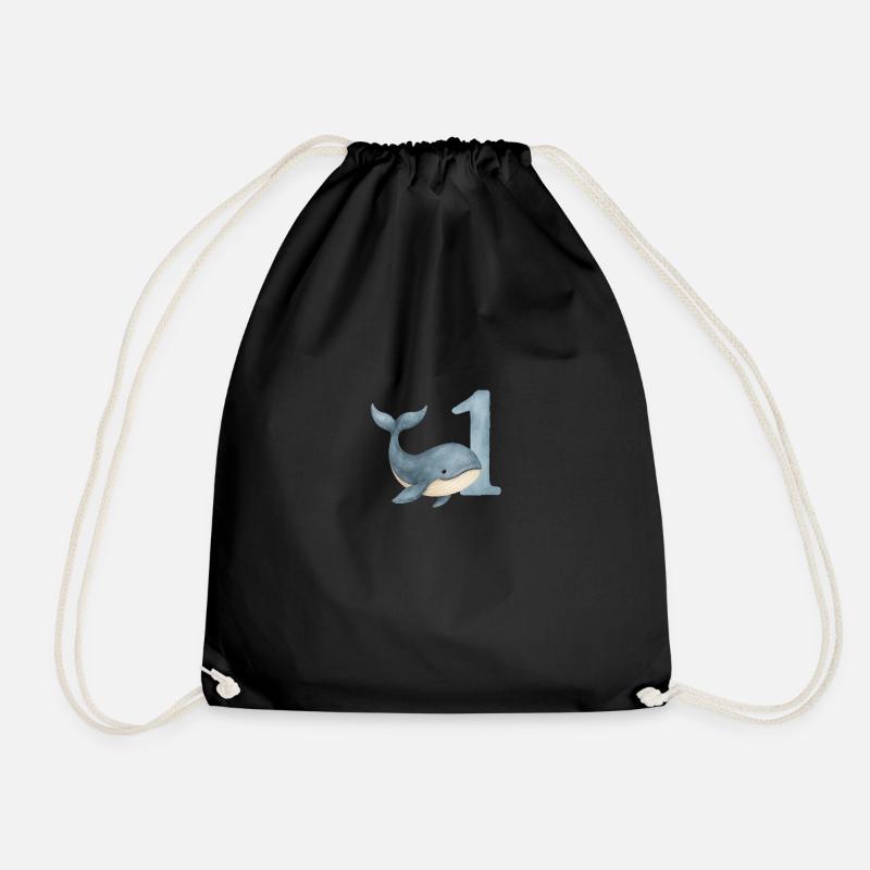 whale birthday / Wal Geburtstag - Turnbeutel - Schwarz