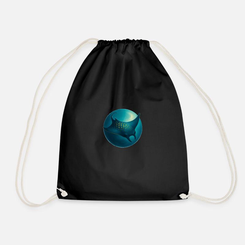Mystic Manta – Tropical Ocean Design - Drawstring Bag - black