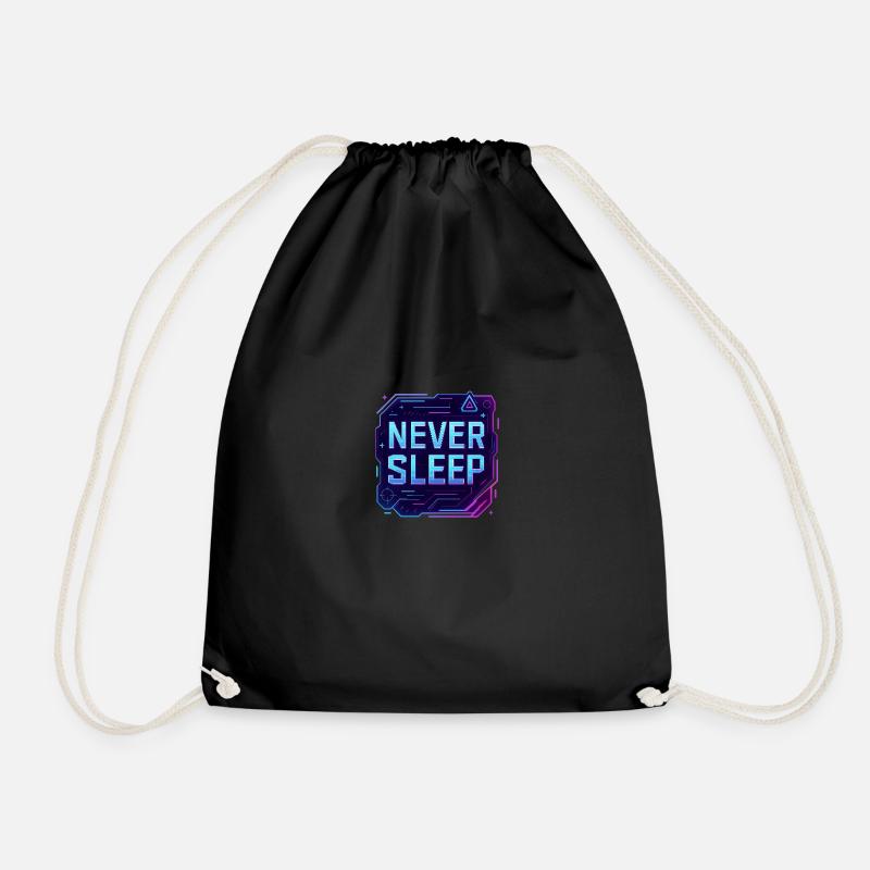 Never Sleep - Drawstring Bag - black