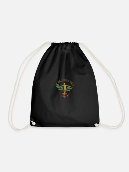 Rooted and Free - Drawstring Bag - black